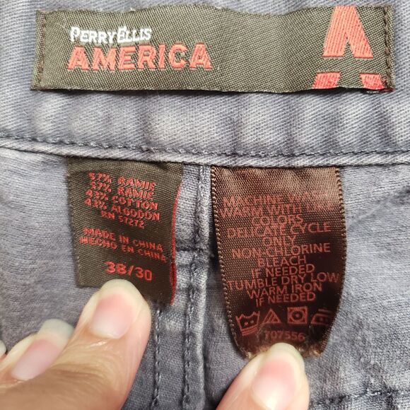 Vintage Perry Ellis America Jeans Men 38x30 (Actual 35x27) Gray Relaxed Straight - Picture 3 of 16